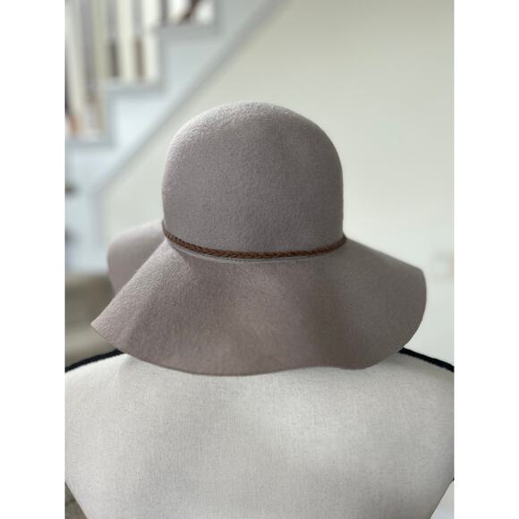 Boho Western Grey Wool Felt Big Brim Floppy Feather Rope Trim Hat main image 7